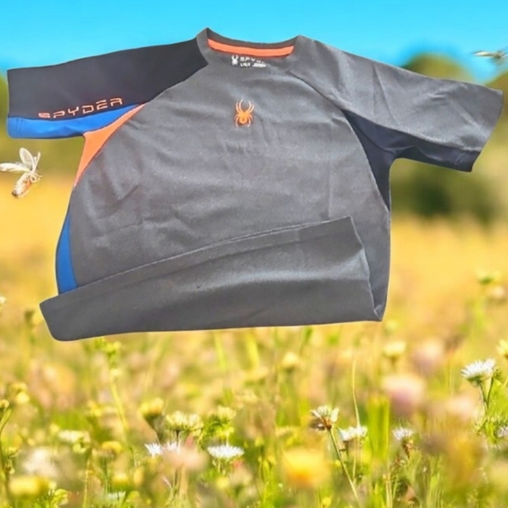 Spyder Top Athletuc Grey Orange Blue Size L BOYS NWOT